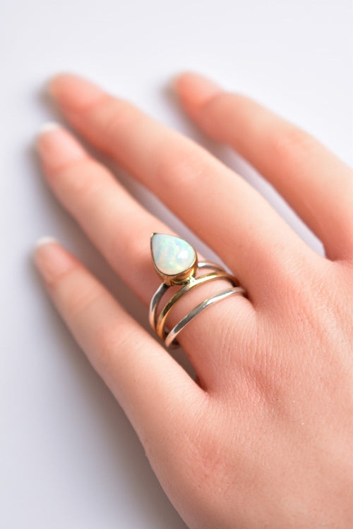 Opal Natural Stone 925 Sterling Silver Ring