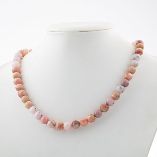 Opal Pink 8 mm String Natural Stone Necklace