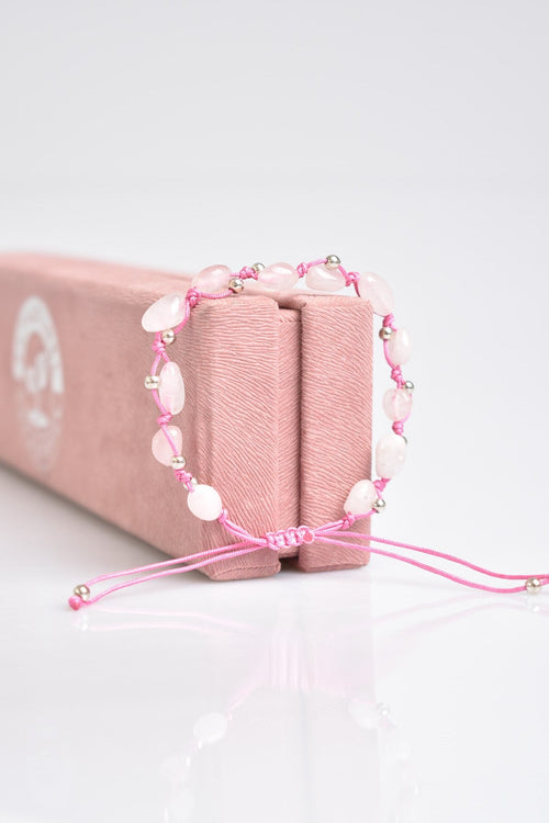 Rose Quartz Natural Stone Macrame Bracelet