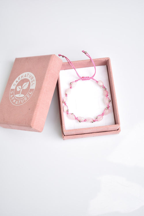 Rose Quartz Natural Stone Macrame Bracelet