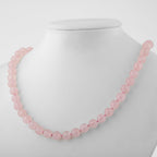 Rose Quartz (Rose Quartz) 6 mm Knotted Natural Stone Necklace