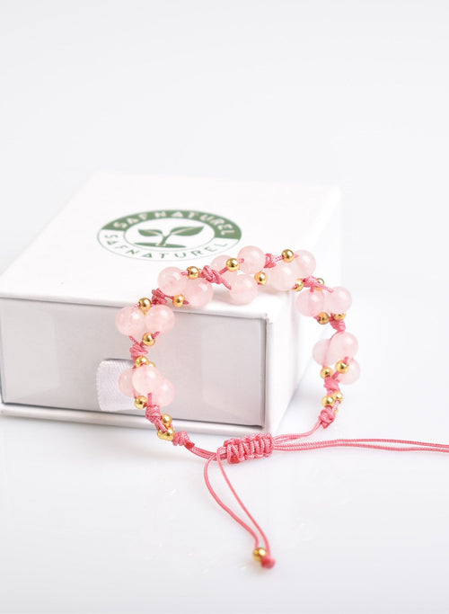 Rose Quartz Triple Macrame Design Bracelet