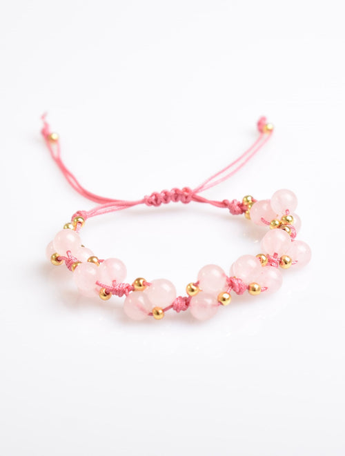 Rose Quartz Triple Macrame Design Bracelet