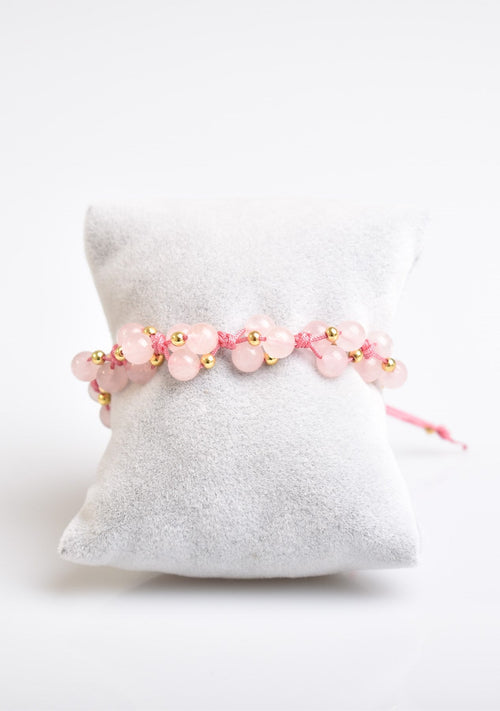 Rose Quartz Triple Macrame Design Bracelet