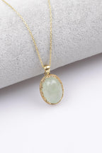 Prehnite Natural Stone 925 Sterling Silver Gold Color Necklace