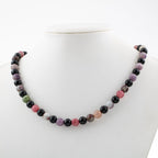 Colored Tourmaline 8 mm String Natural Stone Necklace