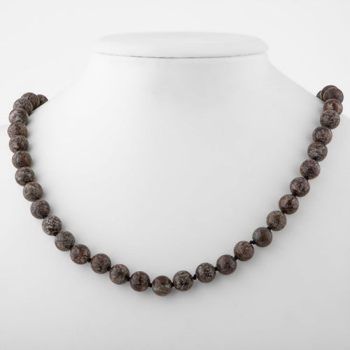 Rhyolite 8 mm Knotted Natural Stone Necklace