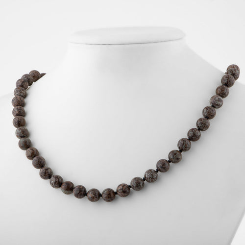 Rhyolite 8 mm Knotted Natural Stone Necklace