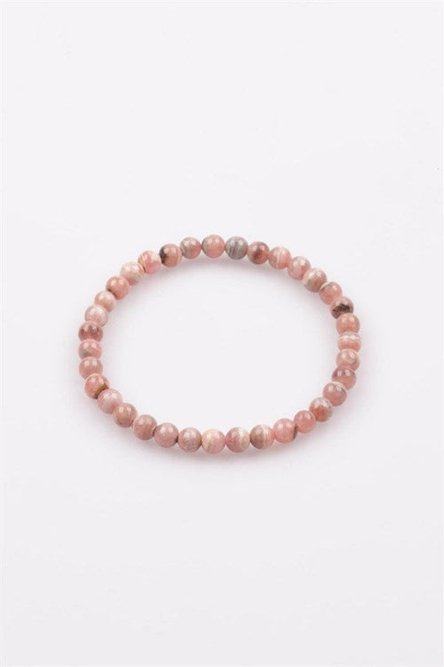 Rhodochrosite Natural Stone Bracelet 5 mm Spherical Cut