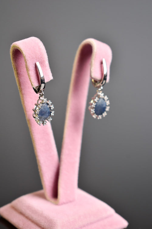 Sapphire Natural Stone 925 Sterling Silver Earrings