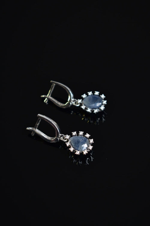 Sapphire Natural Stone 925 Sterling Silver Earrings