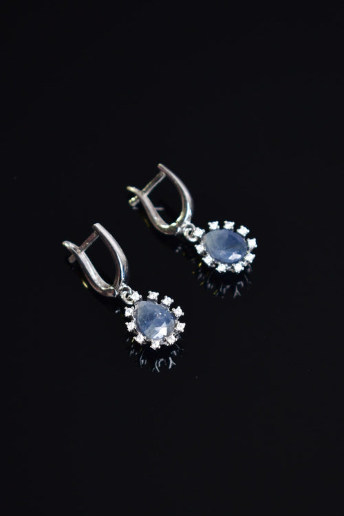 Sapphire Natural Stone 925 Sterling Silver Earrings