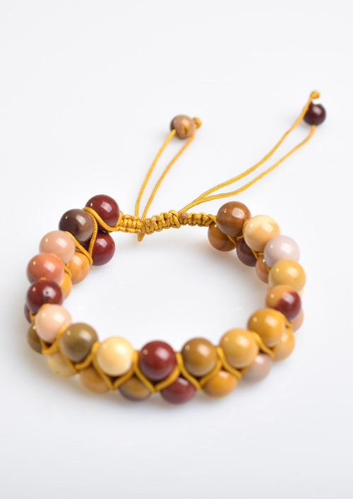 Yellow Jasper 8mm Double Row Macrame Natural Stone Bracelet