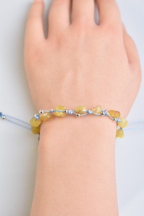 Yellow Opal Single Row Macrame Design Bracelet