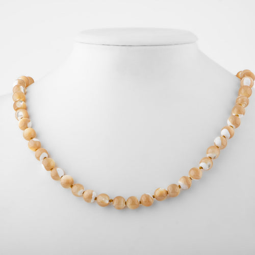 Mother of Pearl 8 mm Knotted Natural Stone Necklace