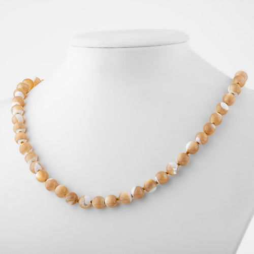 Mother of Pearl 8 mm Knotted Natural Stone Necklace