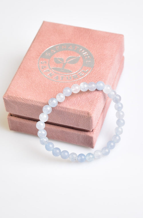 Certified Aquamarine Natural Stone Bracelet 6 mm