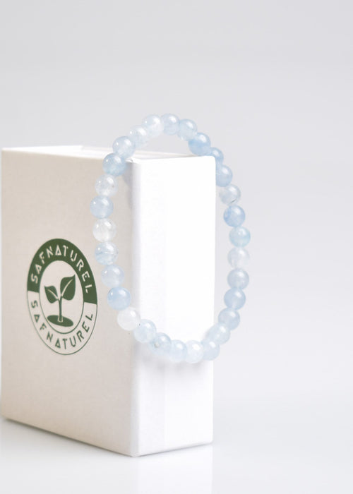 Certified Aquamarine Natural Stone Bracelet 6 mm