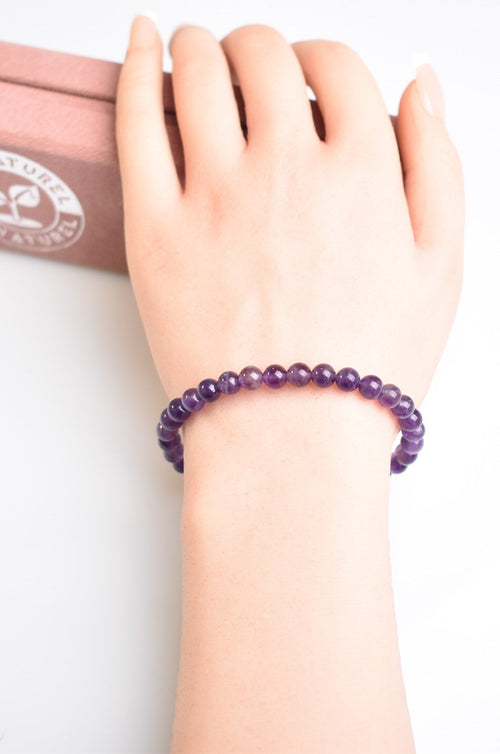 Certified Amethyst Natural Stone Bracelet 6 mm