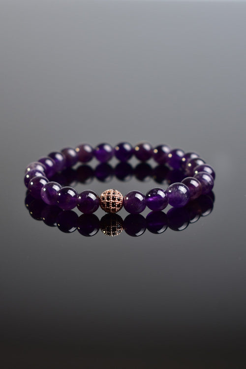 Certified Amethyst Zircon Apparatus Natural Stone 8 mm Bracelet