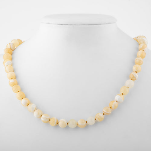 Certified Aragonite 6 mm Knotted Natural Stone Necklace