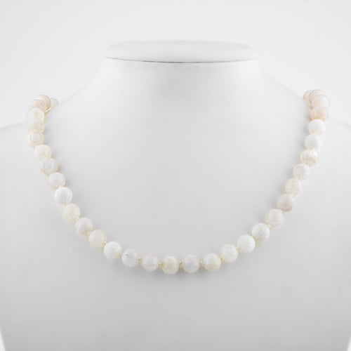 Certified Moonstone 6 mm Knotted Natural Stone Necklace