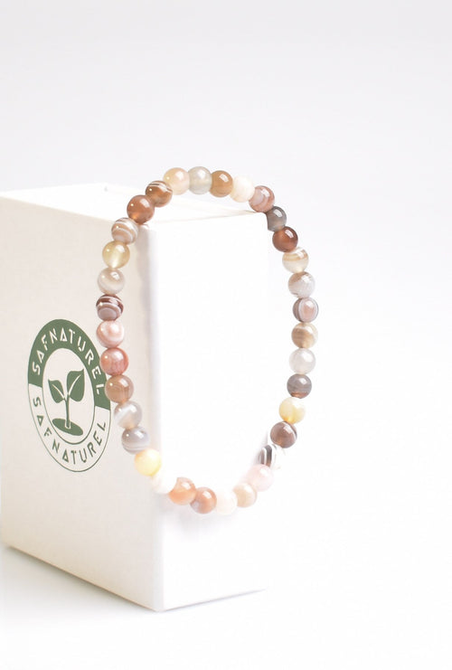 Certified Botswana Agate Natural Stone Bracelet 6mm 