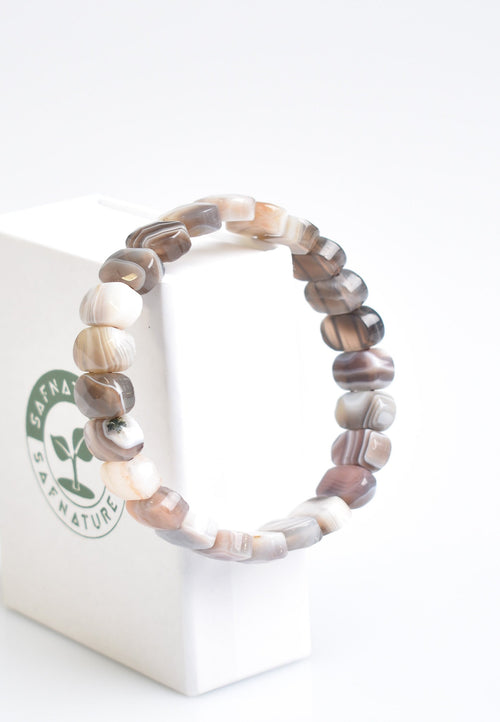 Certified Botswana Agate Natural Stone 9x14 mm Bracelet