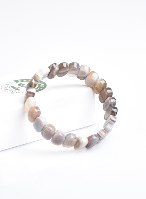 Certified Botswana Agate Natural Stone 9x14 mm Bracelet