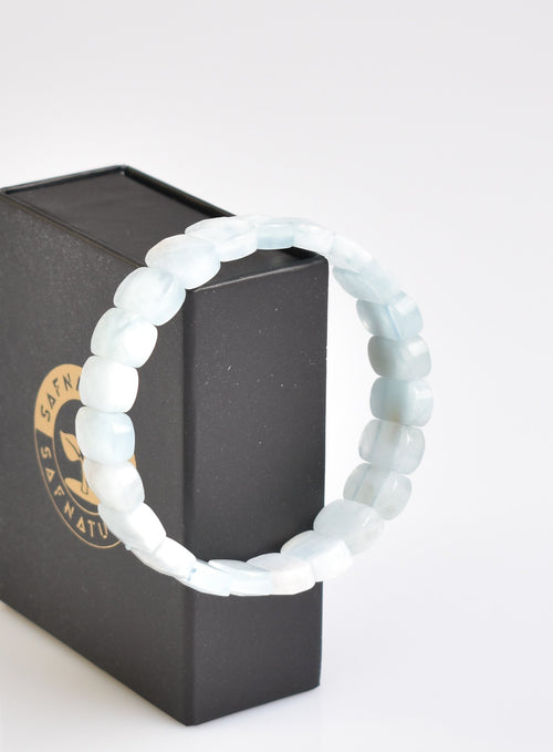 Certified Natural Stone Aquamarine 9x14 mm Bracelet