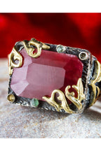 Certified Natural Ruby Emerald 925 Sterling Silver Ring Special Design