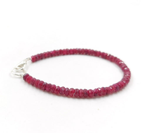 Certified Natural Stone 3-4mm Ruby Bracelet