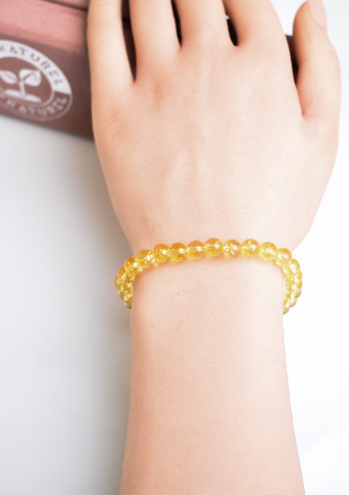 Certified Recycled Citrine Natural Stone Bracelet 6 mm