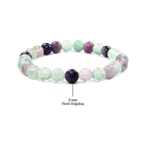 Certified Fluorite Natural Stone Bracelet 8 mm 