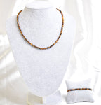 Certified Tiger Eye Natural Stone 3-4mm Necklace Bracelet Set