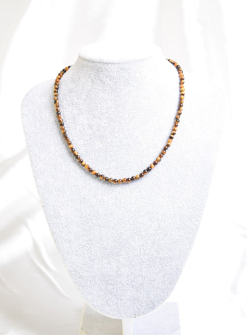 Certified Tiger Eye Natural Stone 3-4mm Necklace Bracelet Set