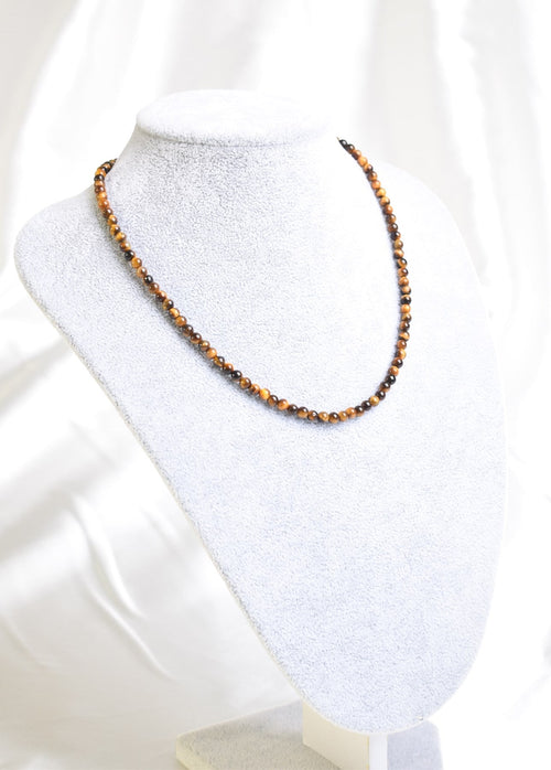 Certified Tiger Eye Natural Stone 3-4mm Necklace Bracelet Set