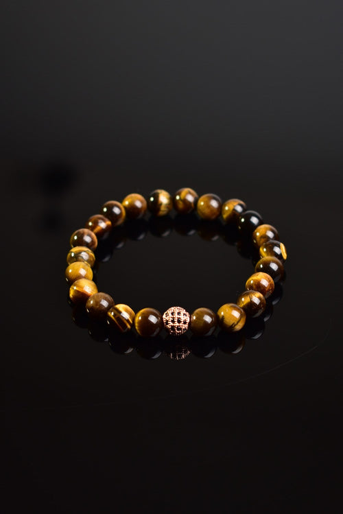 Certified Tiger Eye Zircon Apparatus Natural Stone 8 mm Bracelet