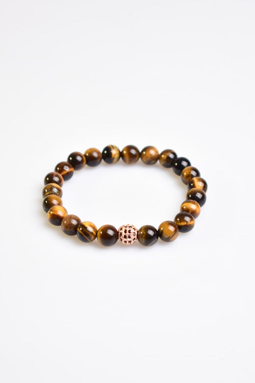 Certified Tiger Eye Zircon Apparatus Natural Stone 8 mm Bracelet