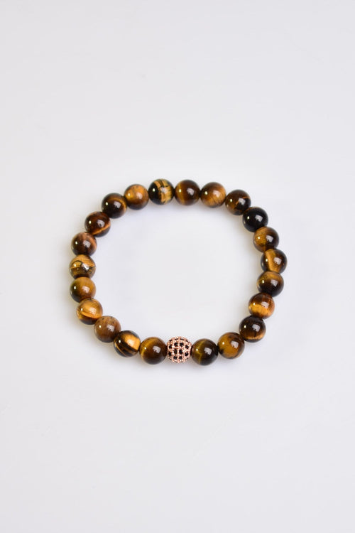 Certified Tiger Eye Zircon Apparatus Natural Stone 8 mm Bracelet