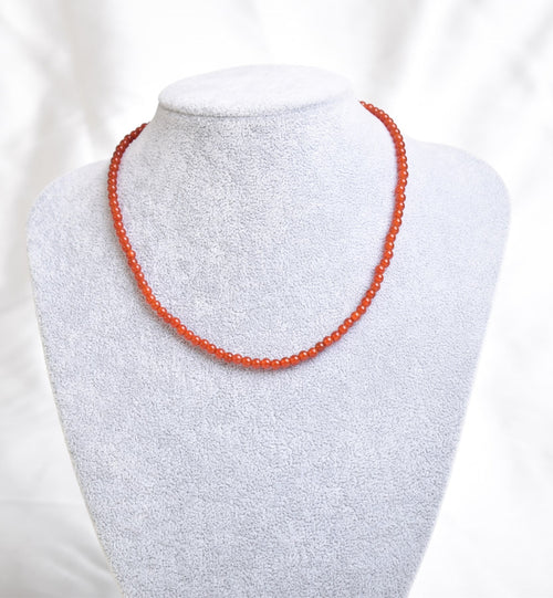 Certified Red Agate Natural Stone Necklace and Bracelet Set 4 mm