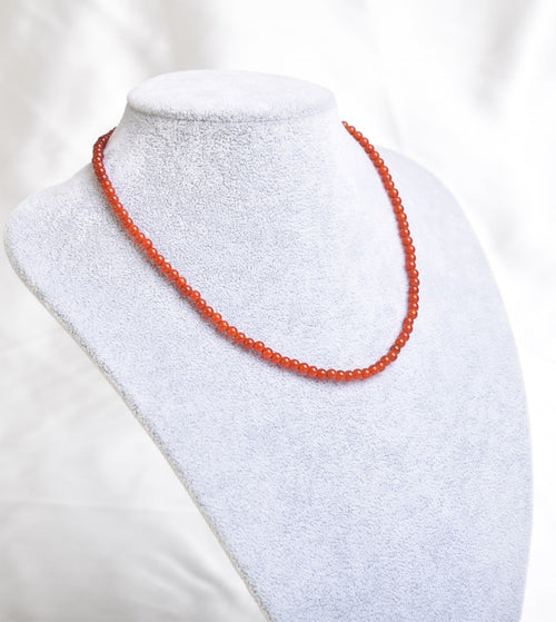 Certified Red Agate Natural Stone Necklace and Bracelet Set 4 mm