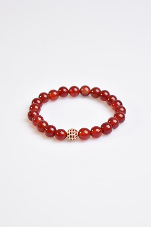 Certified Red Agate Zircon Apparatus Natural Stone 8 mm Bracelet