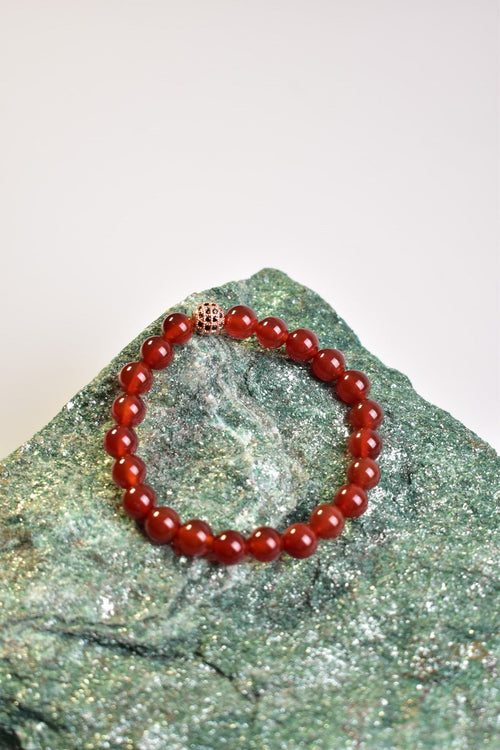 Certified Red Agate Zircon Apparatus Natural Stone 8 mm Bracelet