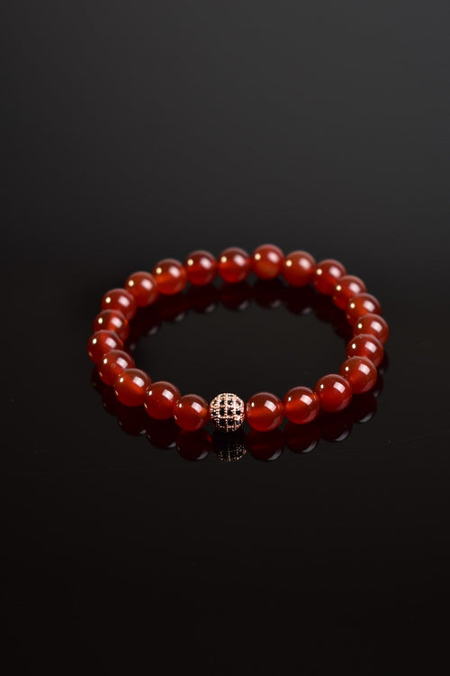 Certified Red Agate Zircon Apparatus Natural Stone 8 mm Bracelet