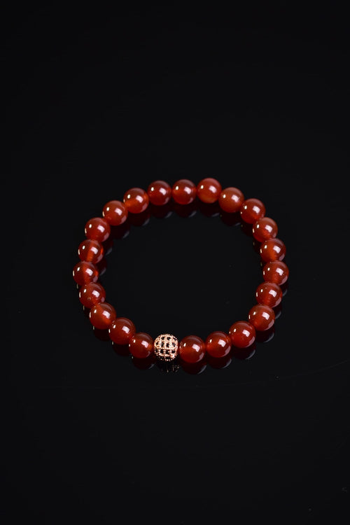 Certified Red Agate Zircon Apparatus Natural Stone 8 mm Bracelet