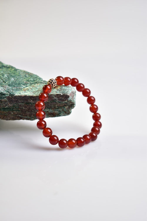 Certified Red Agate Zircon Apparatus Natural Stone 8 mm Bracelet