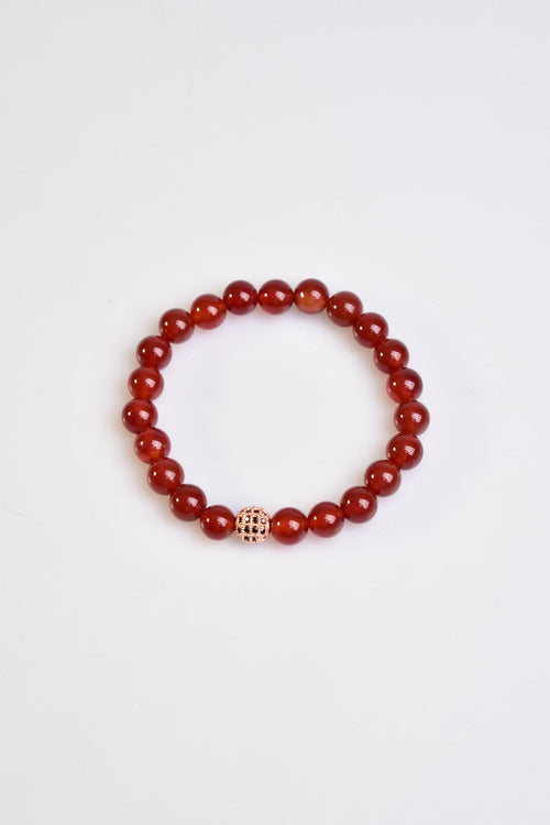 Certified Red Agate Zircon Apparatus Natural Stone 8 mm Bracelet