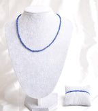 Certified Lapis Lazuli Natural Stone Necklace and Bracelet Set 4 mm