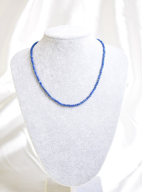 Certified Lapis Lazuli Natural Stone Necklace and Bracelet Set 4 mm